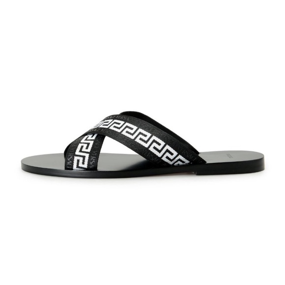 Versace Nastro Greca crisscross printed slides UNISEX 39 NWT - Picture 3 of 9